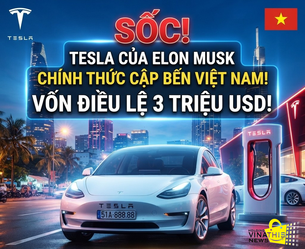 SỐC: TESLA CỦA ELON MUSK CHÍNH THỨC CẬP BẾN VIỆT NAM, VỐN ĐIỀU LỆ 3 TRIỆU USD!